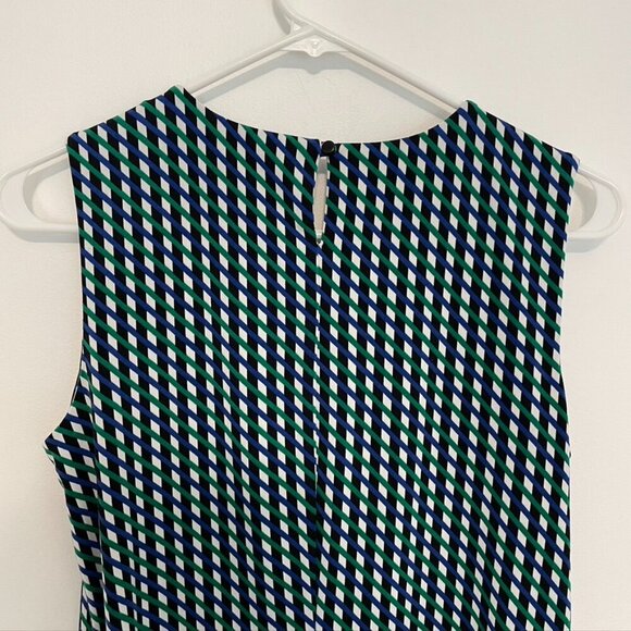 CALVIN KLEIN Green Blue Black Geo Stripe Sleeveless Shell Blouse PETITE PM MP - Picture 8 of 9